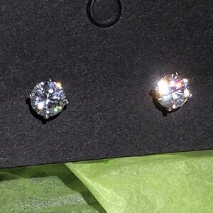 Vintage America 925 Sparkling Sterling Silver CZ Earrings 5.9mm 1.2g Estate